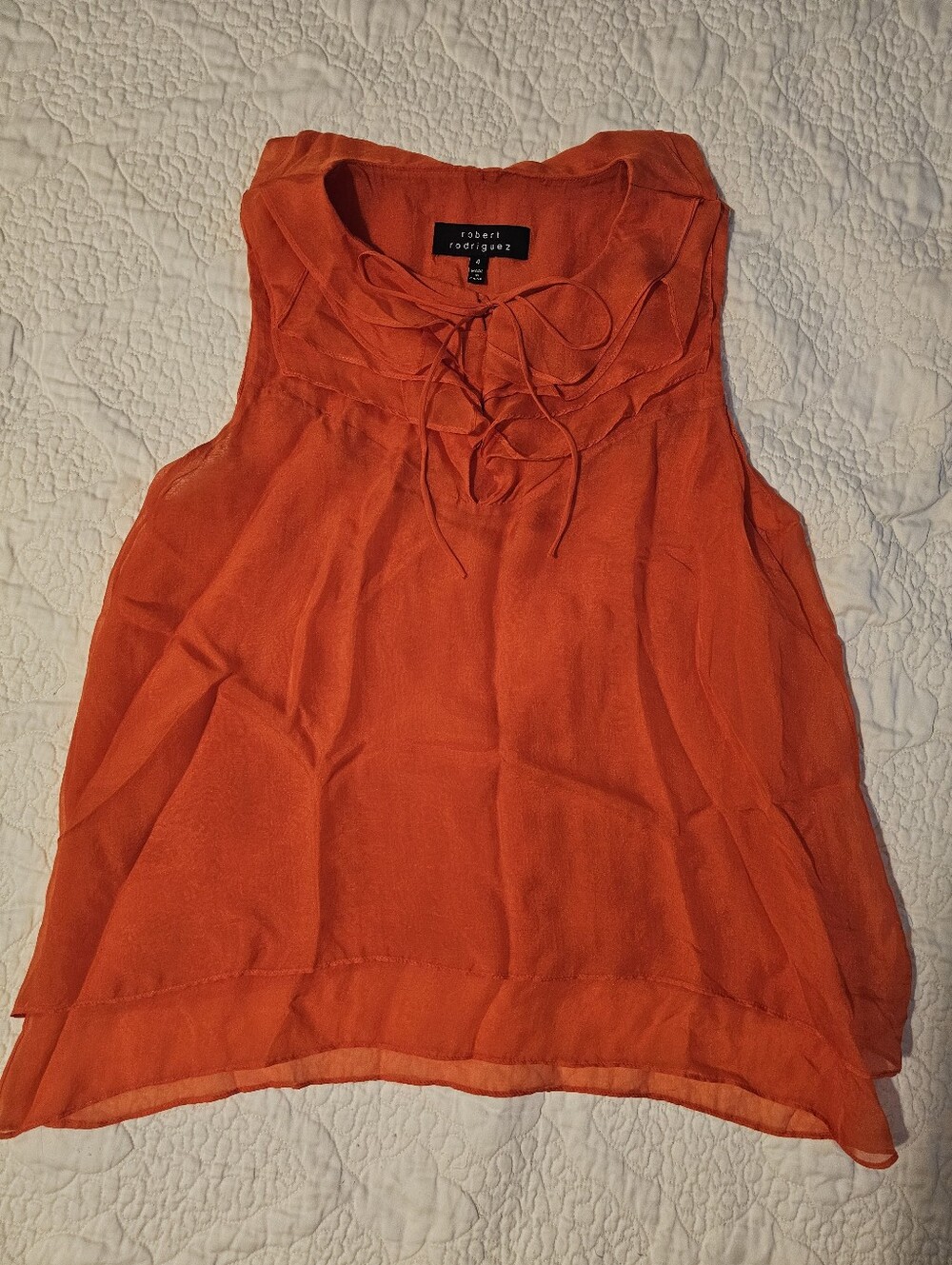 100% Silk Vibrant Red Silk Top by Robert Rodriguez